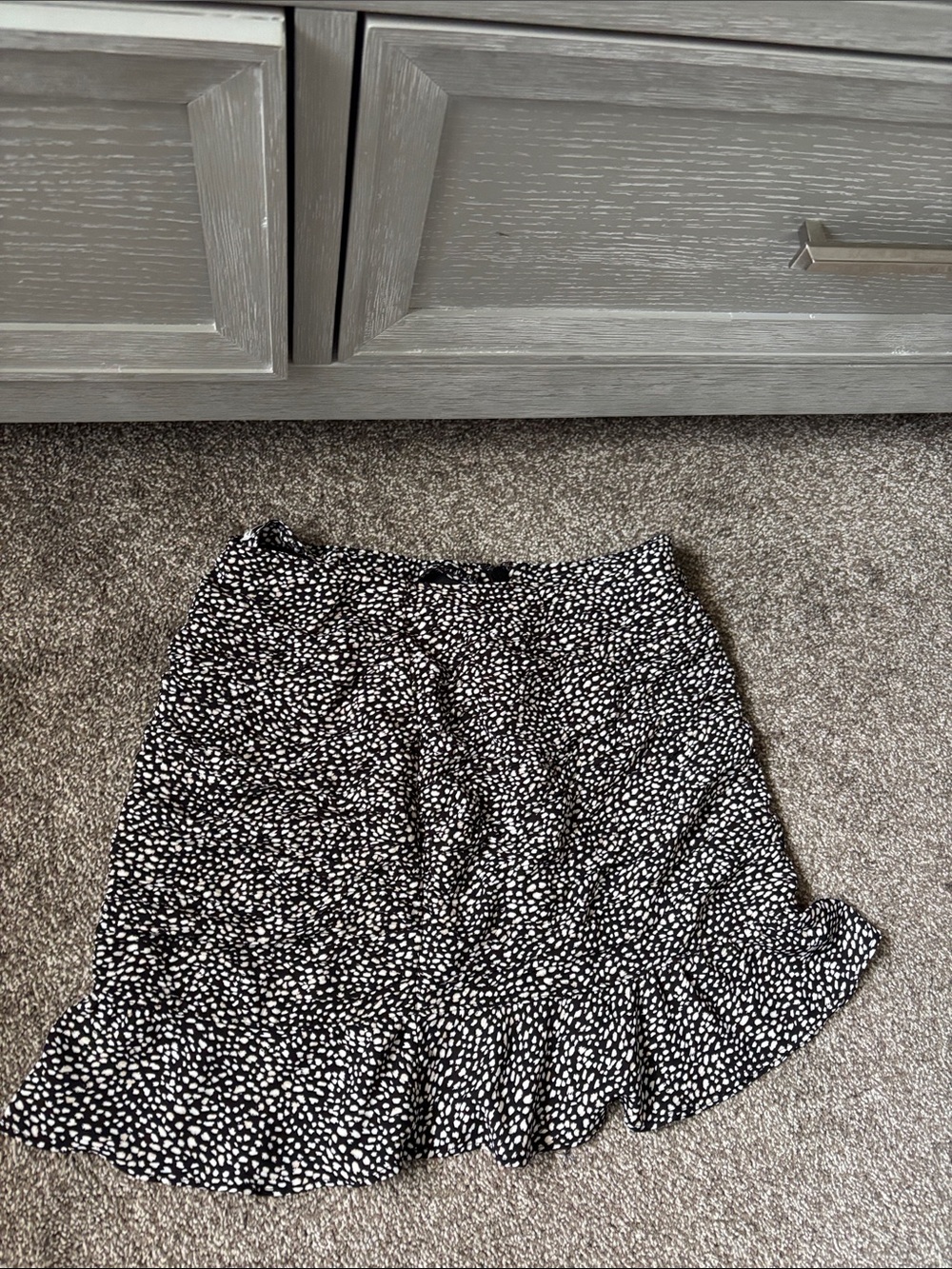 Abercrombie & Fitch Black and White Dot Ruffle Mini Skirt